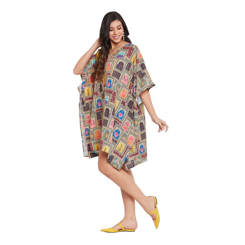 Gypsie Blu Women Casual Short Caftan Dress Tunic Beach Cover Up for Evening Wear - Picture 6 of 10